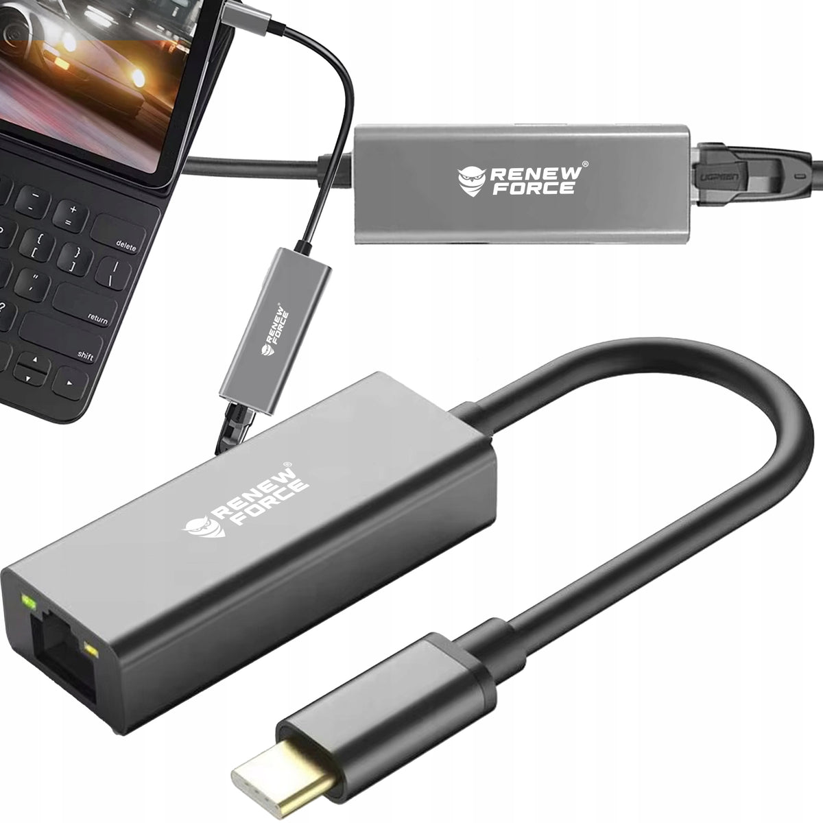 USB-C ADAPTER RJ45 ETHERNET ADAPTER LAN GIGABIT 1000 MB Packaging status original