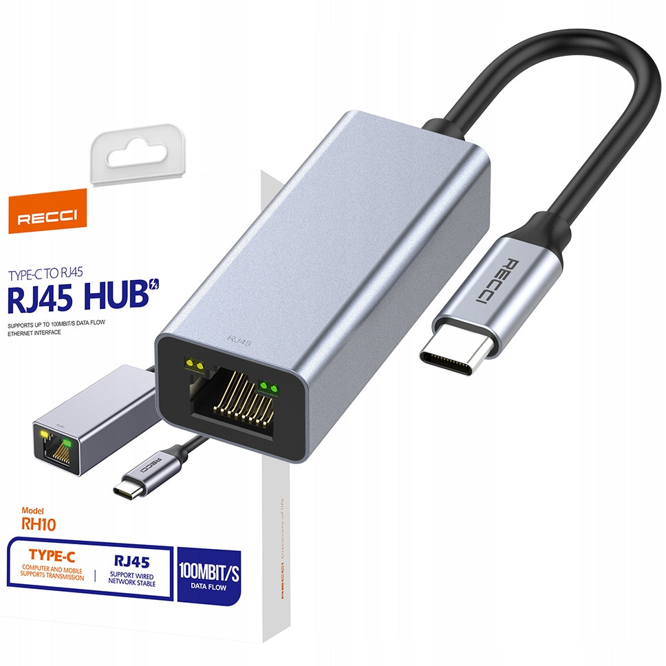 USB-C HUB ADAPTER FOR RJ 45 100MB GIGABIT RECCI NETWORK ADAPTER