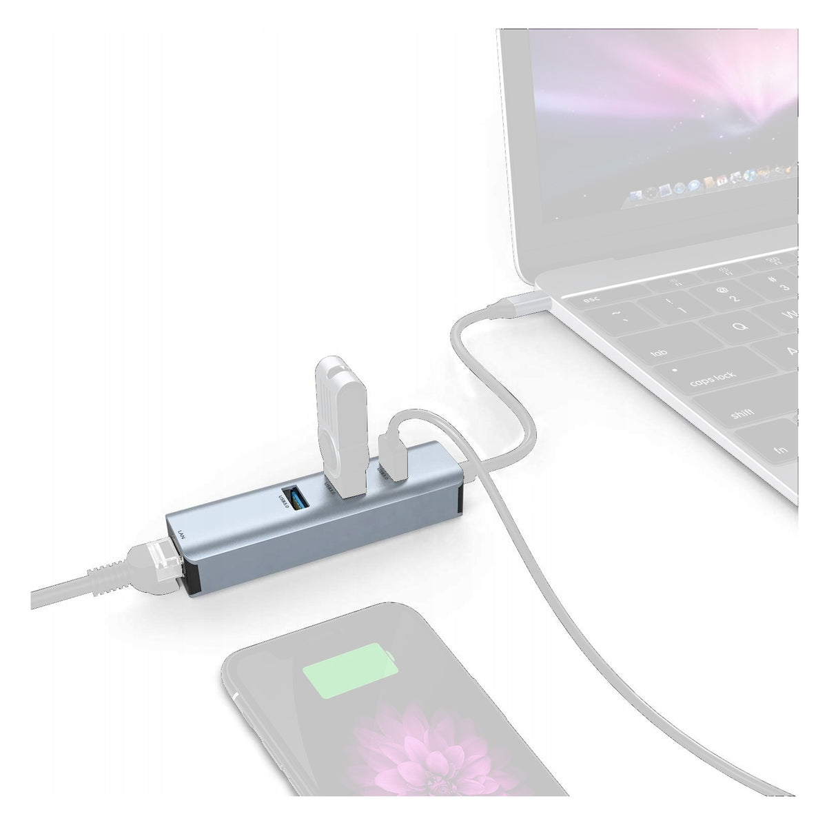 USB-C to Gigabit Ethernet LAN RJ45 Adapter (1000 Mbps)