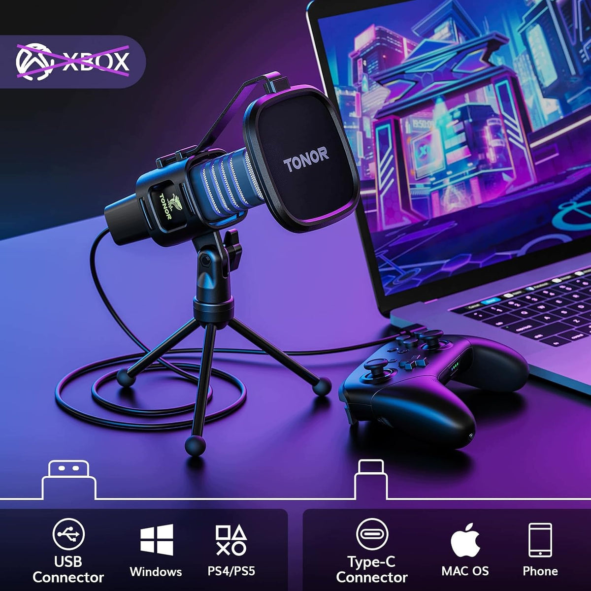 USB CARDIOID MICROPHONE RGB CAPACITIVE PC STREAMING GAMING Manufacturer code MIKROFON USB RGB KARDIOIDALNY POJEMNOŚCI