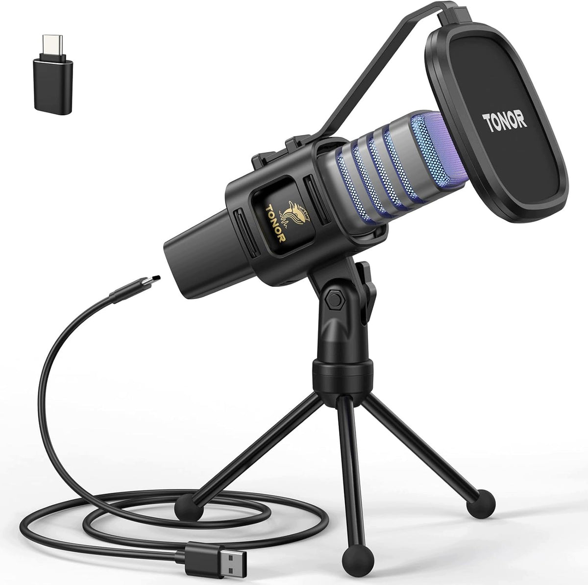 USB CARDIOID MICROPHONE RGB CAPACITIVE PC STREAMING GAMING