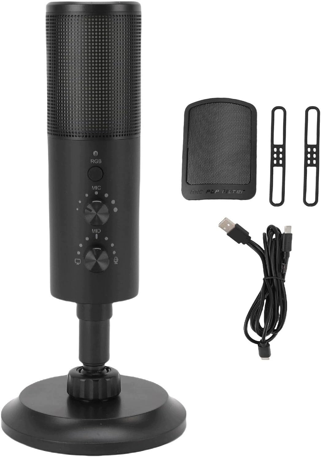 USB CARDIOID RGB MICROPHONE FOR RECORDING COMPUTER STREAMING