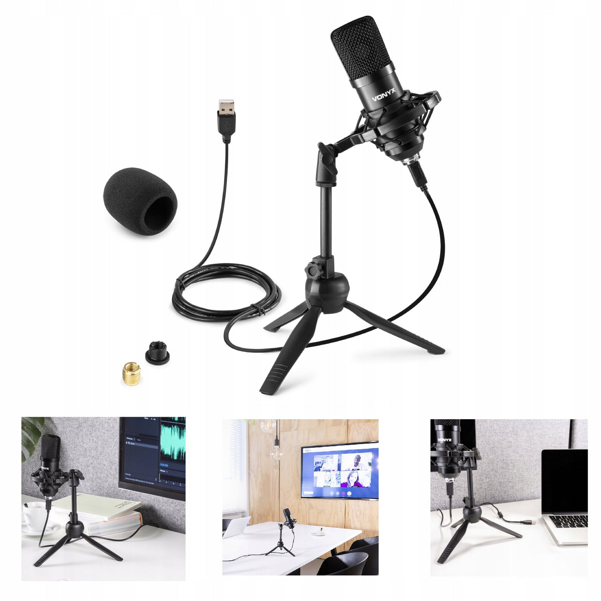 USB Condenser Microphone STUDIO TRIPOD Table Podcast YOUTUBE