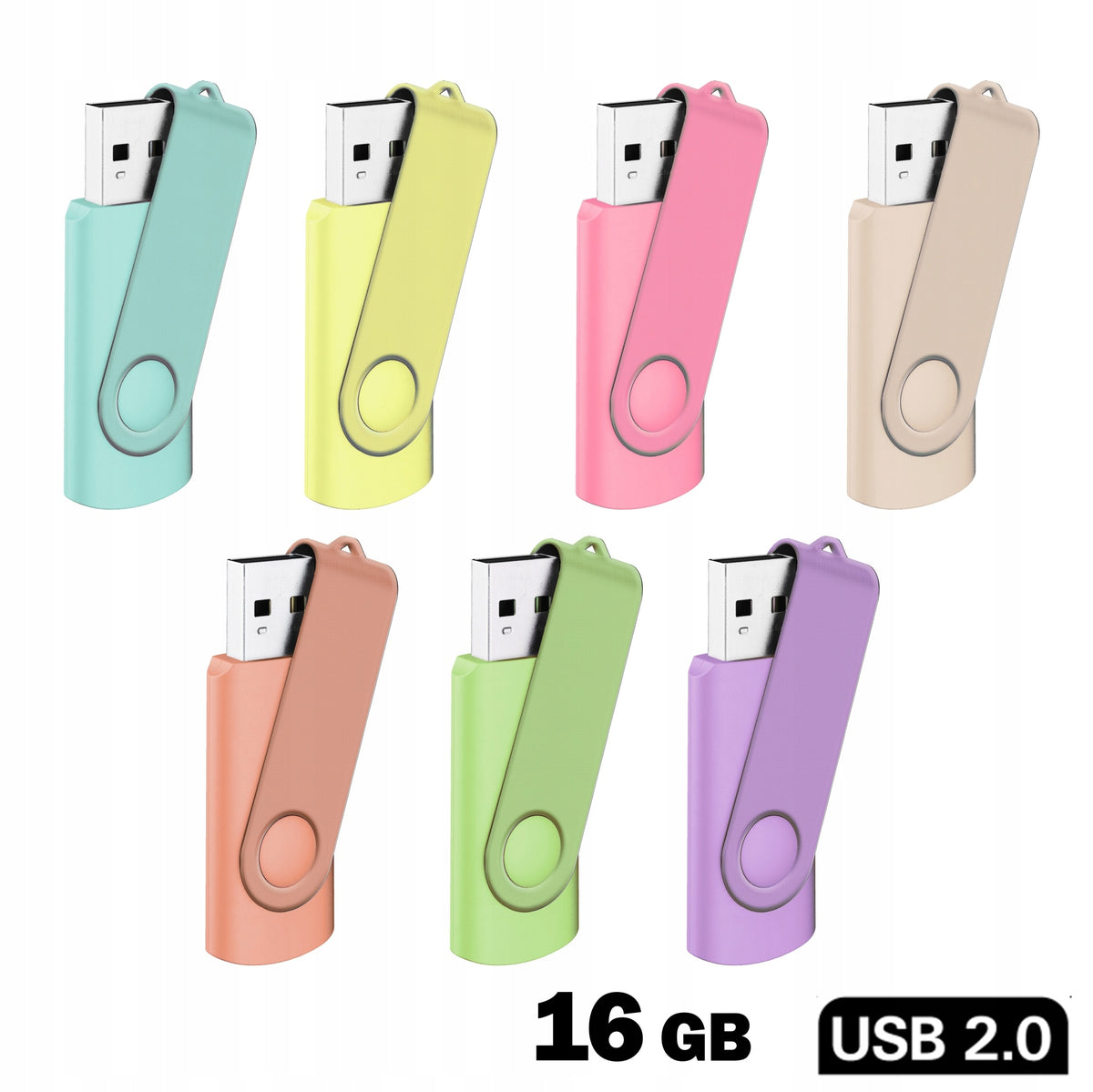 USB FLASH DRIVE 16GB 2.0 TWISTER FULL – 7 PASTEL COLOURS