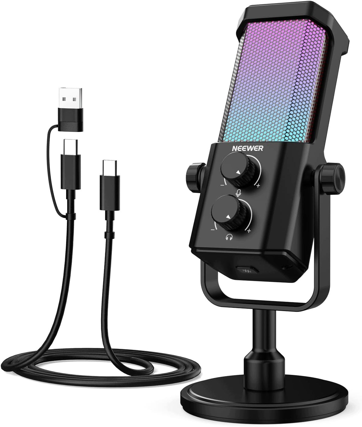 USB MICROPHONE CARDIOID AI RGB PLUG & PLAY NOISE REDUCTION