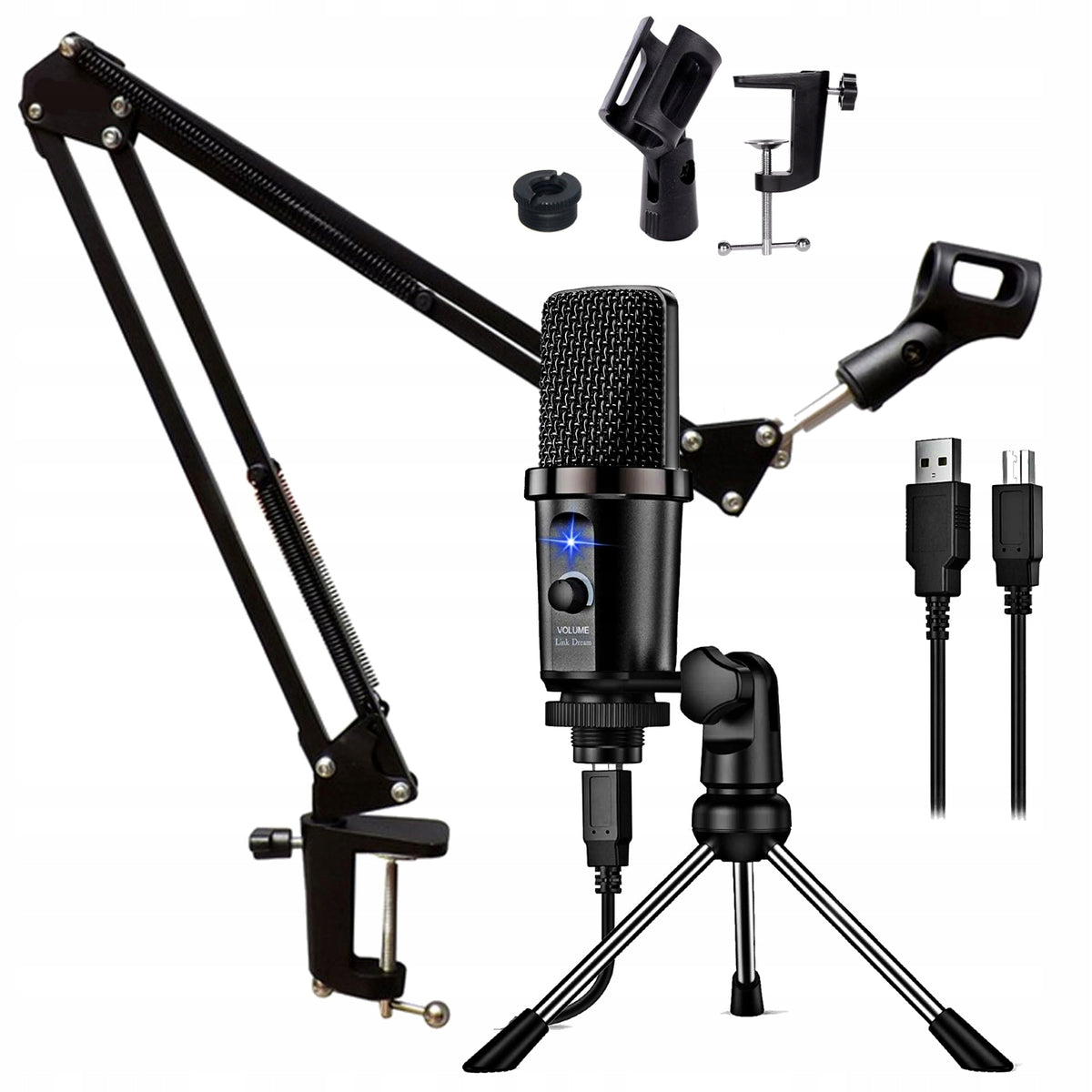 USB MICROPHONE DESKTOP TRIPOD ARM SUPER SET