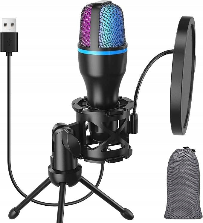 USB Microphone for Computer Condenser Black