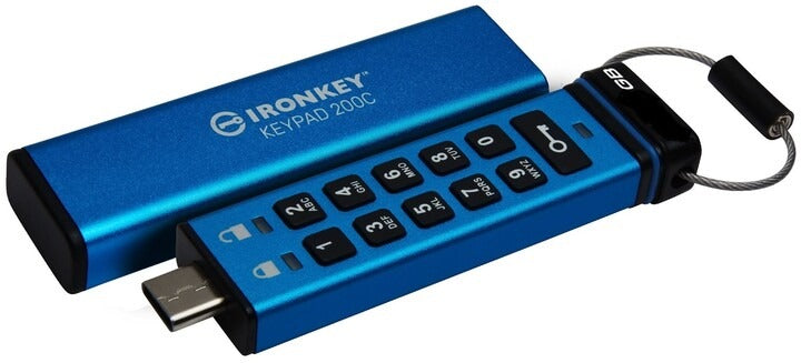 USB flash disk Kingston IronKey Keypad 200C 128 GB USB 3.1 typ C modrý