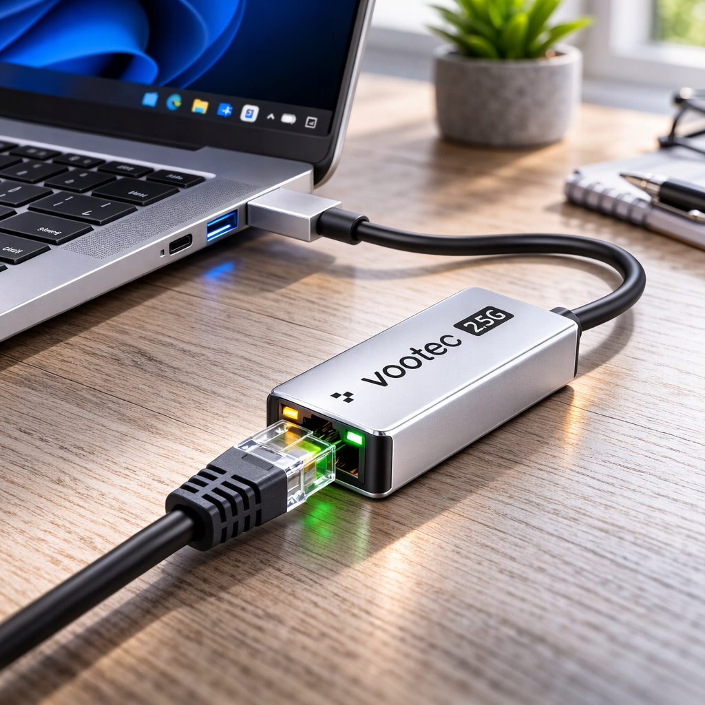 USB to Ethernet Adapter RJ45 2.5G 2500Mbps Network Card Vootec LAN CABLE Packaging status original