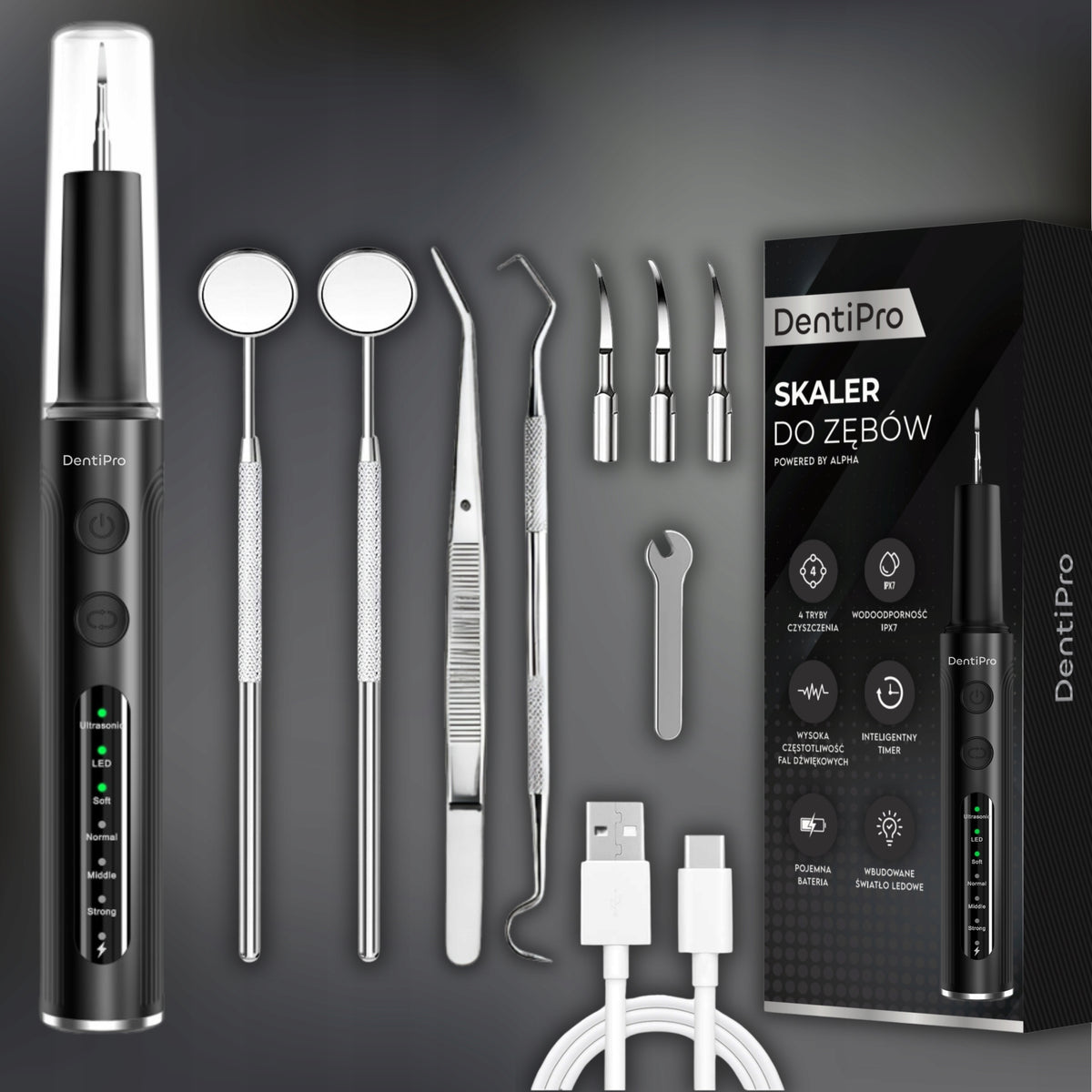 Ultrasonic Tooth Scaler - 4 Modes for Tartar Removal Manufacturer code AWS-02