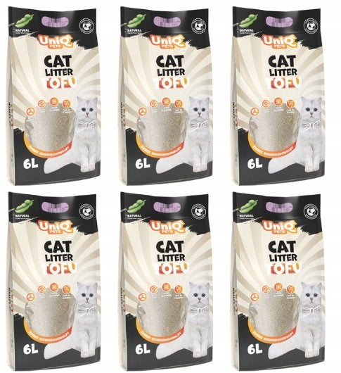 Uniq Pets | TOFU Litter for Cats Biodegradable Natural 6l x 6pcs