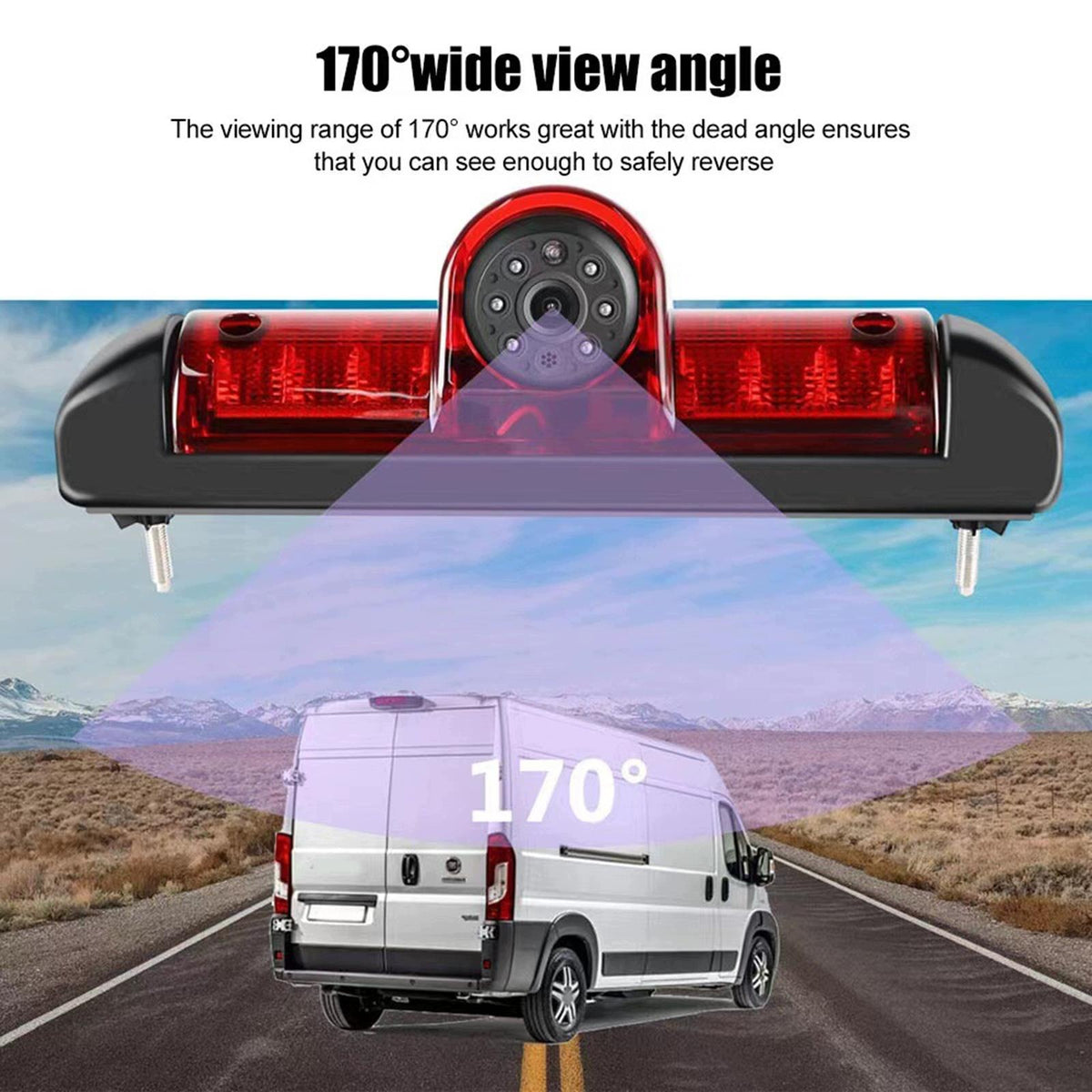 Universal RV 3rd Brake Light Reverse Camera Easily Install Waterproof Packaging status original