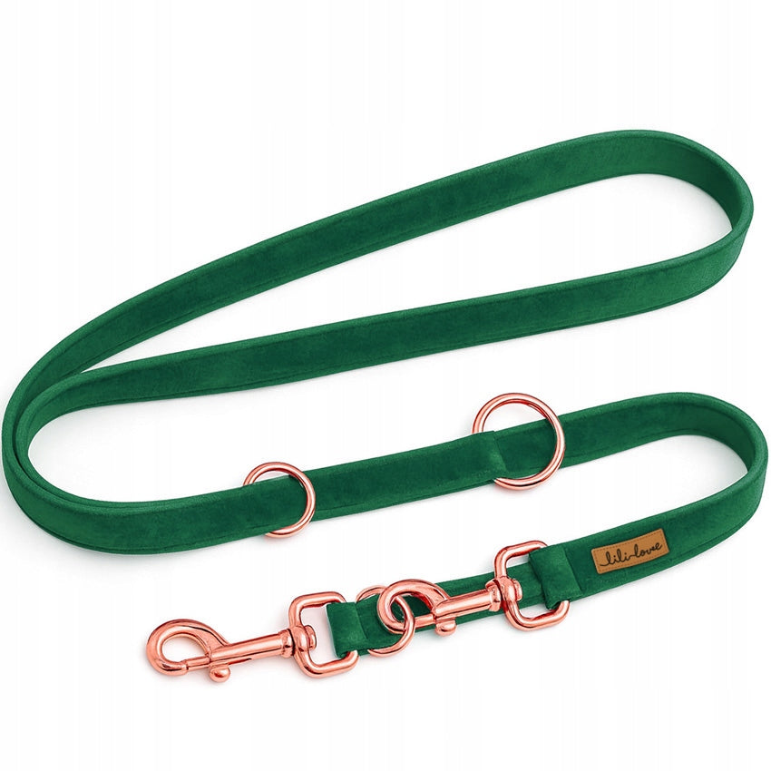 VELOUR ADJUSTABLE DOG LEASH FOR TRAINING WALK VELOUR - 2m Manufacturer code SMYCZ.WELUR.GREEN.2