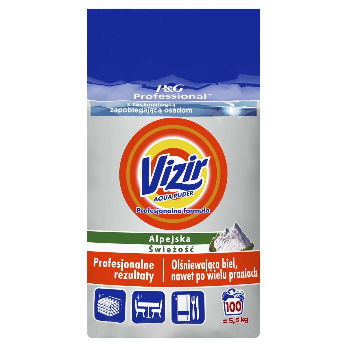 VIZIR PROFESSIONAL FORMULA FOR WHITE WASHING POWDER 100 WASHES 5,5 KG