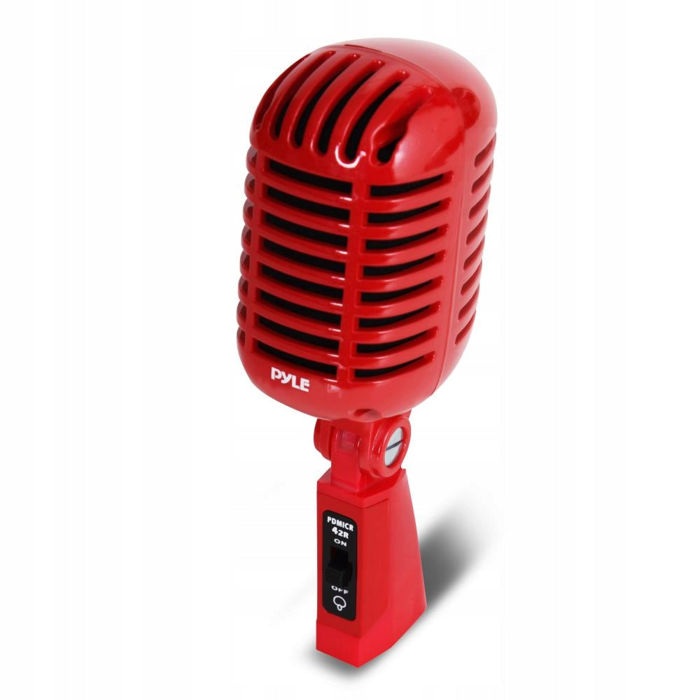 VOCAL MICROPHONE CLASSIC RETRO VINTAGE RED XLR DYNAMIC PYLE