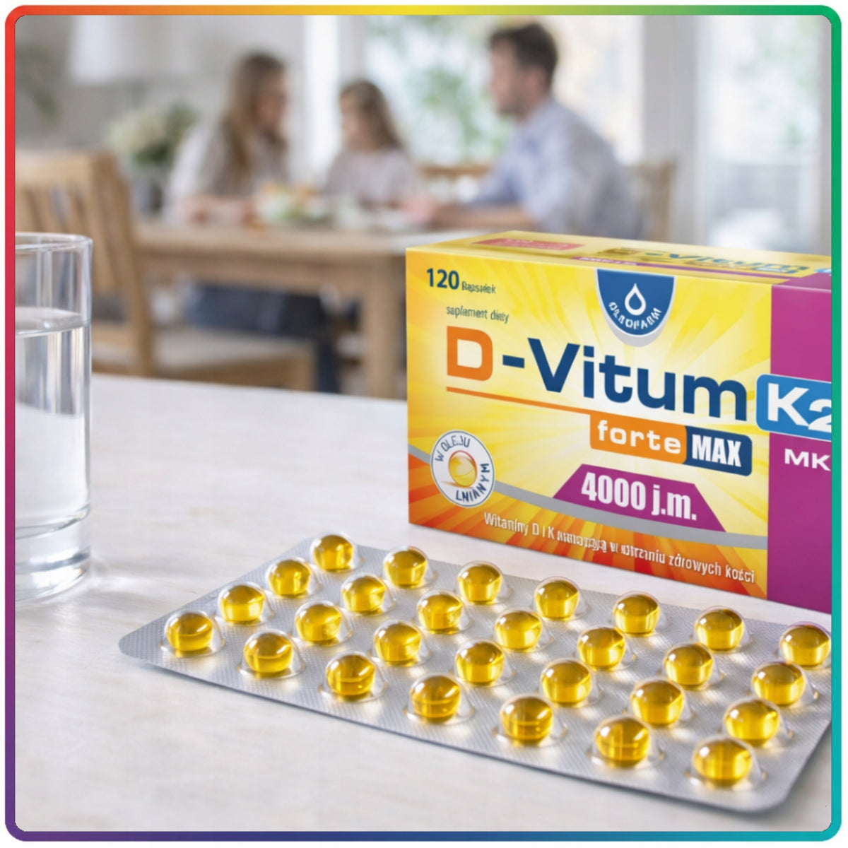 Vitamin D and K D-Vitum forte Max K2 4000 IU D3 Oleofarm Supplement 2x120 kap Manufacturer code 5904960018172