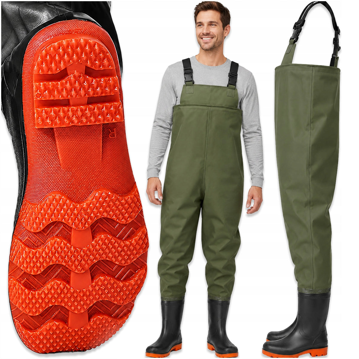 WADERS FISHING TROUSERS FISHING PANTS RUBBER WATERPROOF R. 44