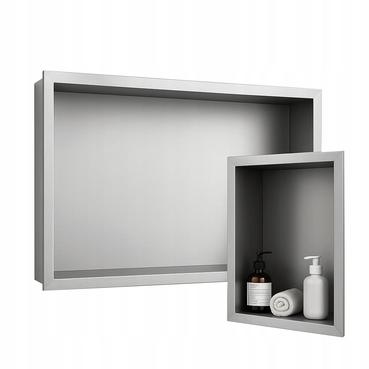 WALL RECESSED BATHROOM SHELF WITH FLANGE IGA 45X30X7 CM CHROME