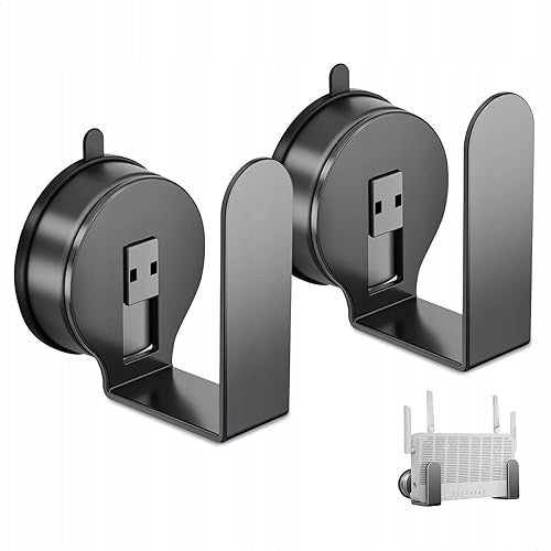 WALL SHELF ROUTER WIFI CONSOLE BOX ABS SUCTION CUPS 2 PCS STEEL