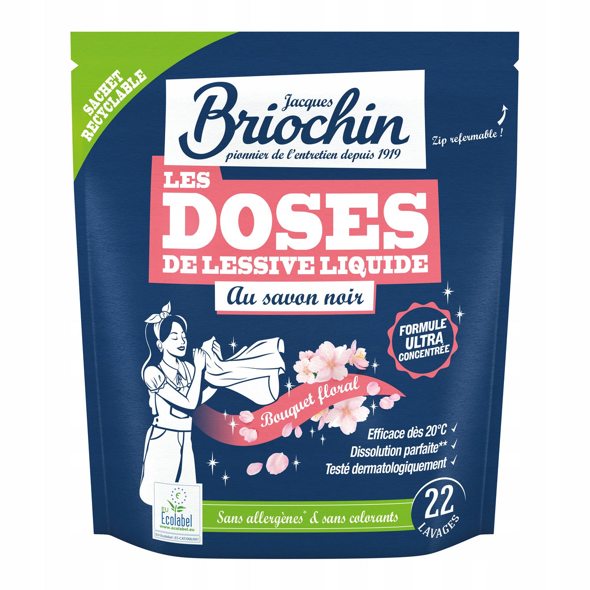 WASHING CAPSULES GREY SOAP FLORAL FRAGRANCE 22 PCS. BRIOCHIN EU ECOLABEL