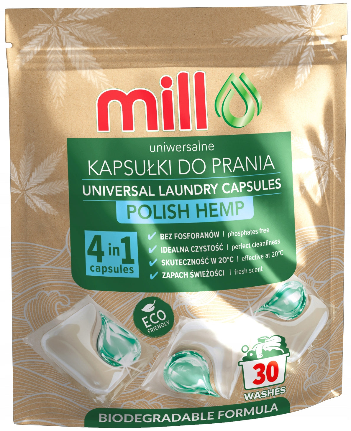 WASHING CAPSULES UNIVERSAL HEMP POLISH 30PCS + WIPES FREEBIE Packaging status original