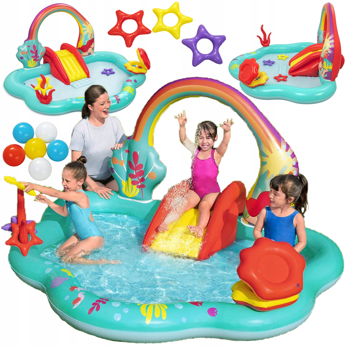 WATER PLAYGROUND FOR CHILDREN INFLATABLE POOL PRINCESS DISNEY + SLIDE