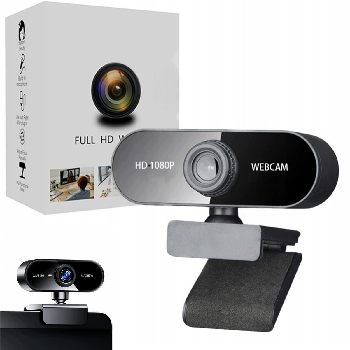 WEBCAM FULL HD 1080P WITH USB MICROPHONE