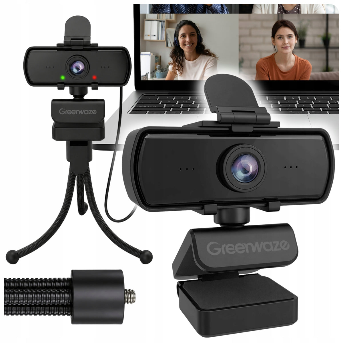 WEBCAM USB 2K 1440P FULL HD MICROPHONE TRIPOD FLEXIBLE