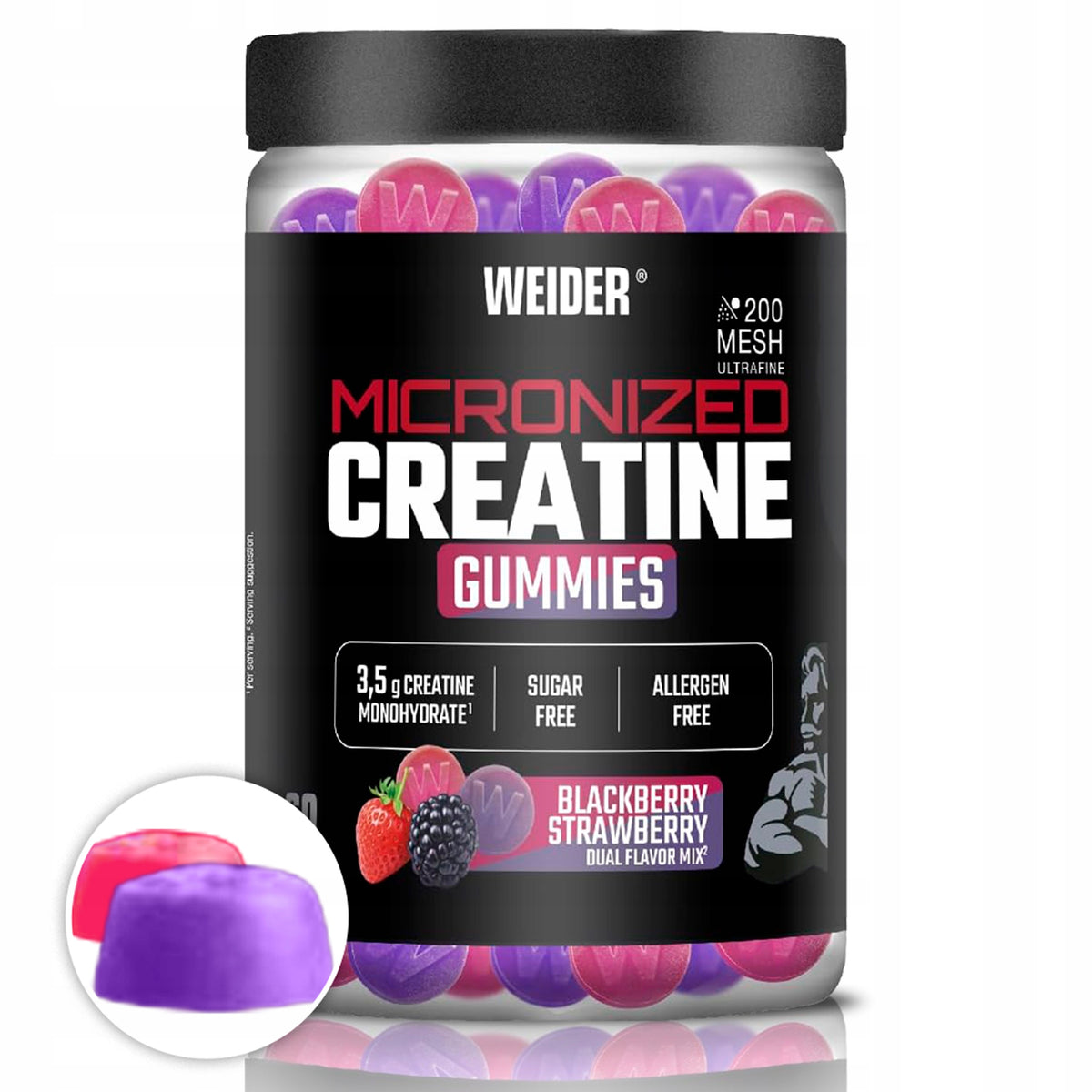 WEIDER CREATINE GUMMIES 60 PIECES GUMMIES CREATINE MONOHYDRATE MICRONIZED MASS