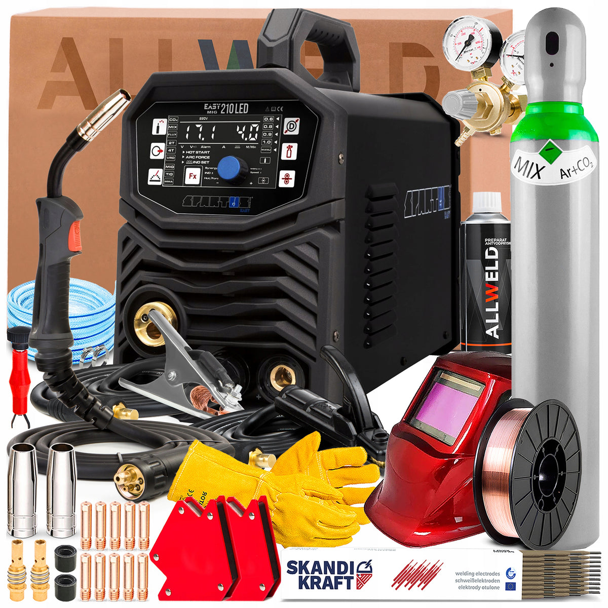 WELDING MACHINE SPARTUS EASY MIG 210 LED 230V 200A SYNERGY TIG LIFT 2-ROLL