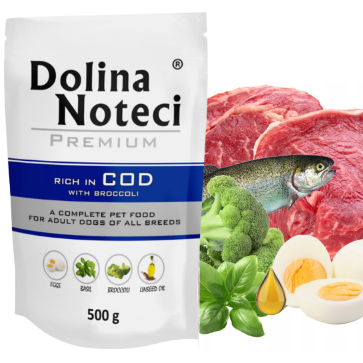WET FOOD FOR DOGS Dolina Noteci Premium cod with broccoli sachet 500 g