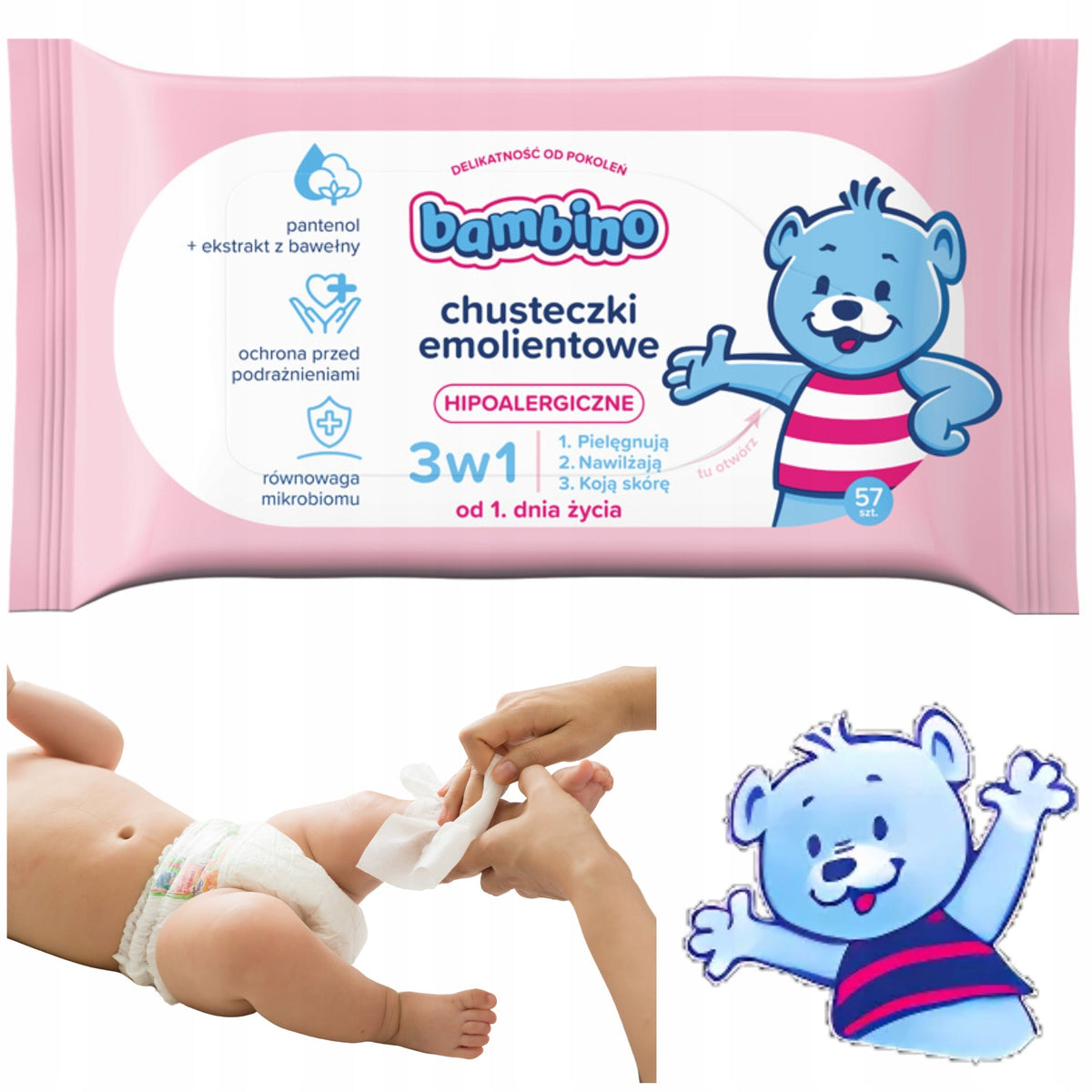 WET WIPES BAMBINO 57 PIECES WET FOR BABIES PULL-OUT