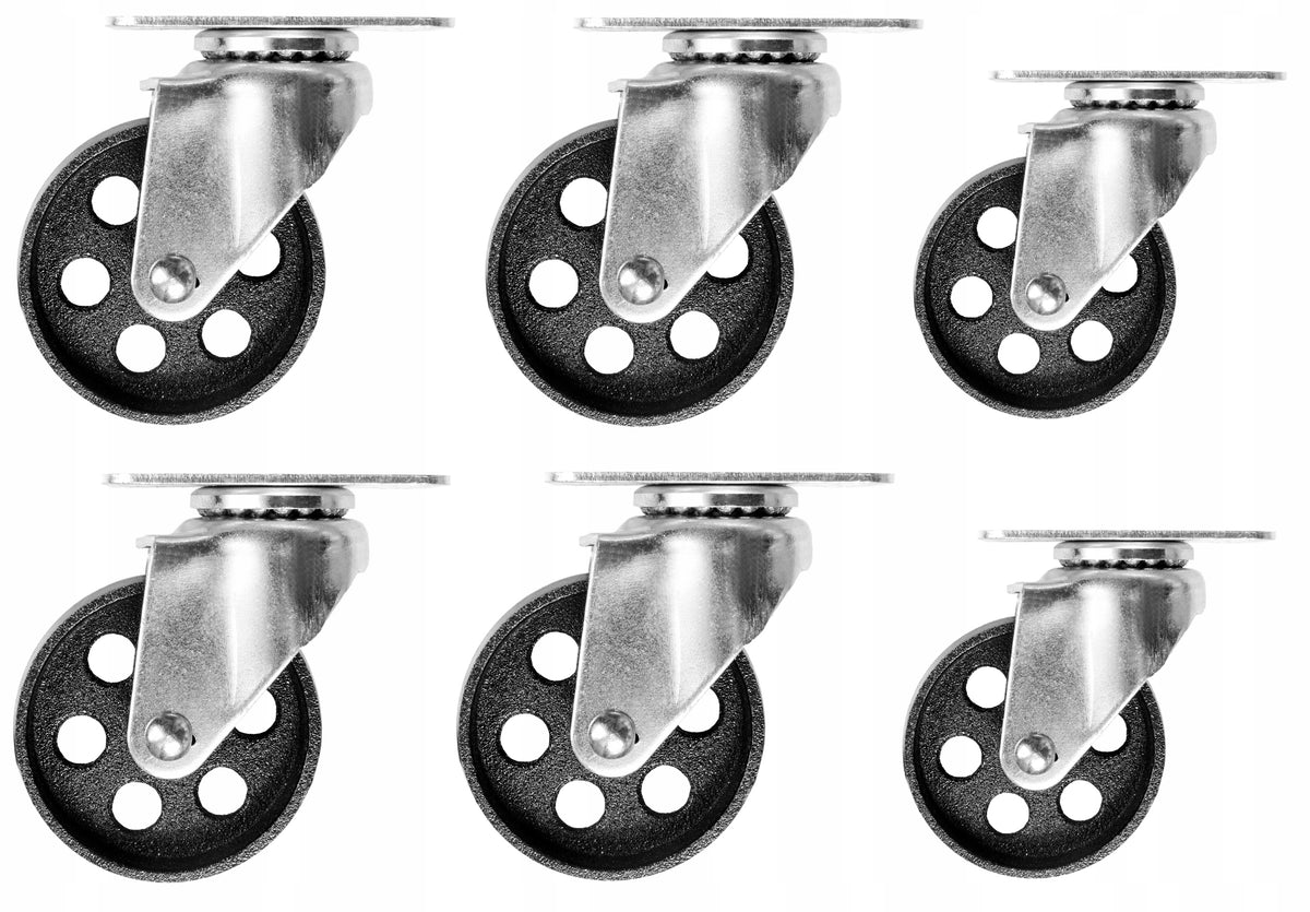 WHEEL WHEELS FOR CRANE LIFT ROTARY 360° SET OF 6PCS 2x75mm 4x88mm