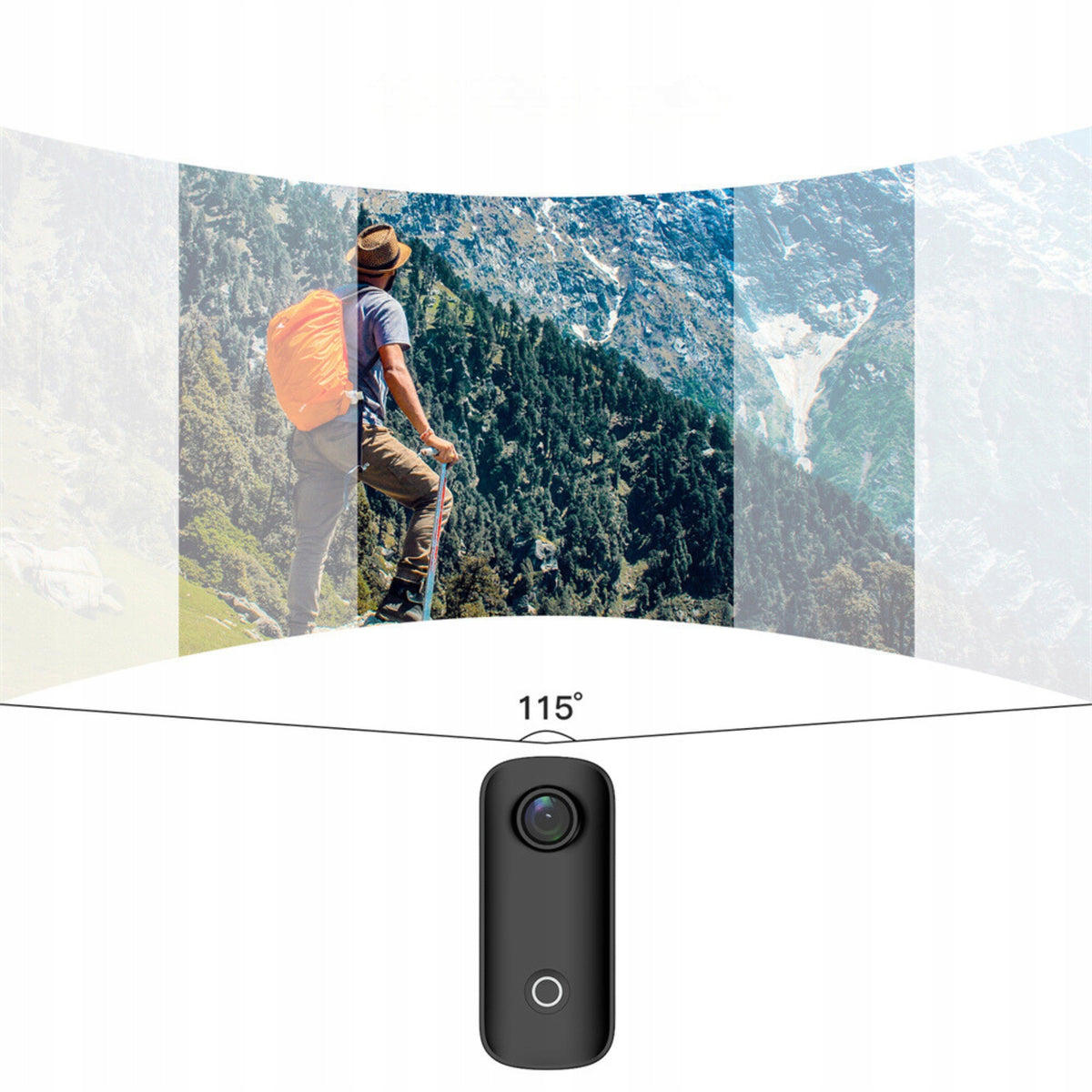 WIDE ANGLE Sports Camera Waterproof Video 4K WiFi Action Recorder Color black
