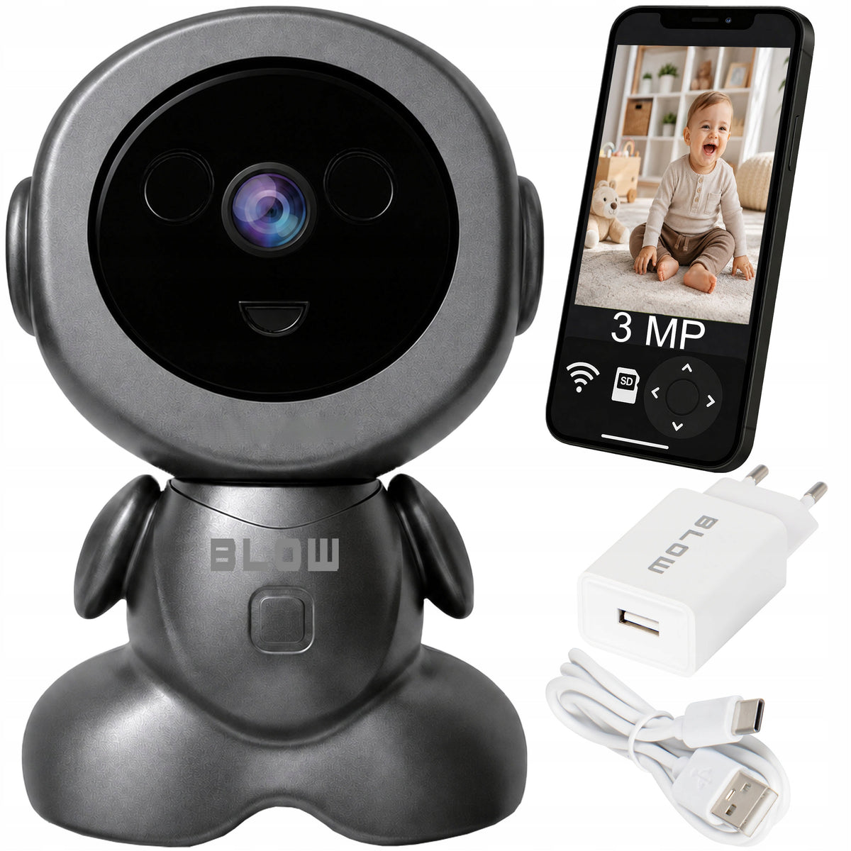 WIFI CAMERA IP 3MP ROTATING NANNY INDOOR DETECTION LIVE NIGHT MODE