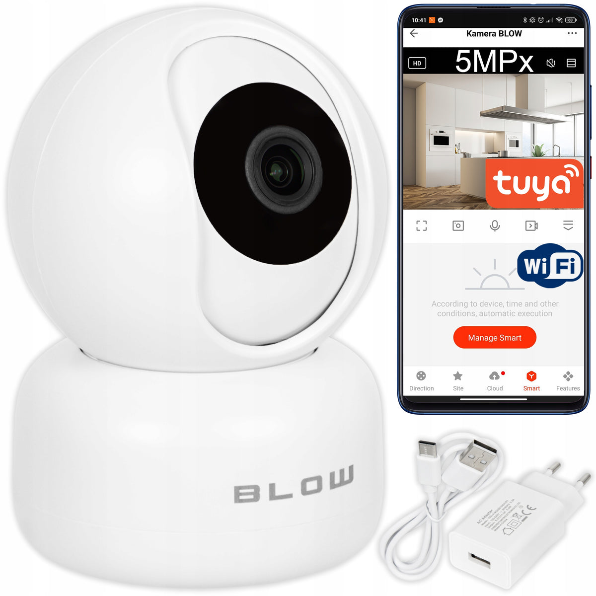 WIFI IP CAMERA TUYA BLOW 5GHz 5MPx NANNY ROTATING ZOOM SMART NIGHT MODE