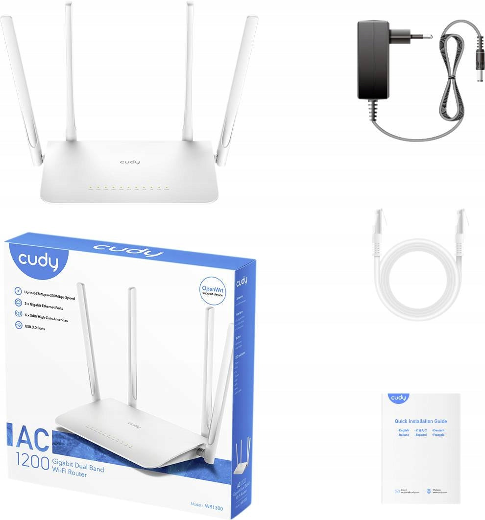 WIFI ROUTER CUDY WR1300 ACCESS POINT WIFI ROUTER 2.4/5GHZ GIGABIT 5XGE VLAN