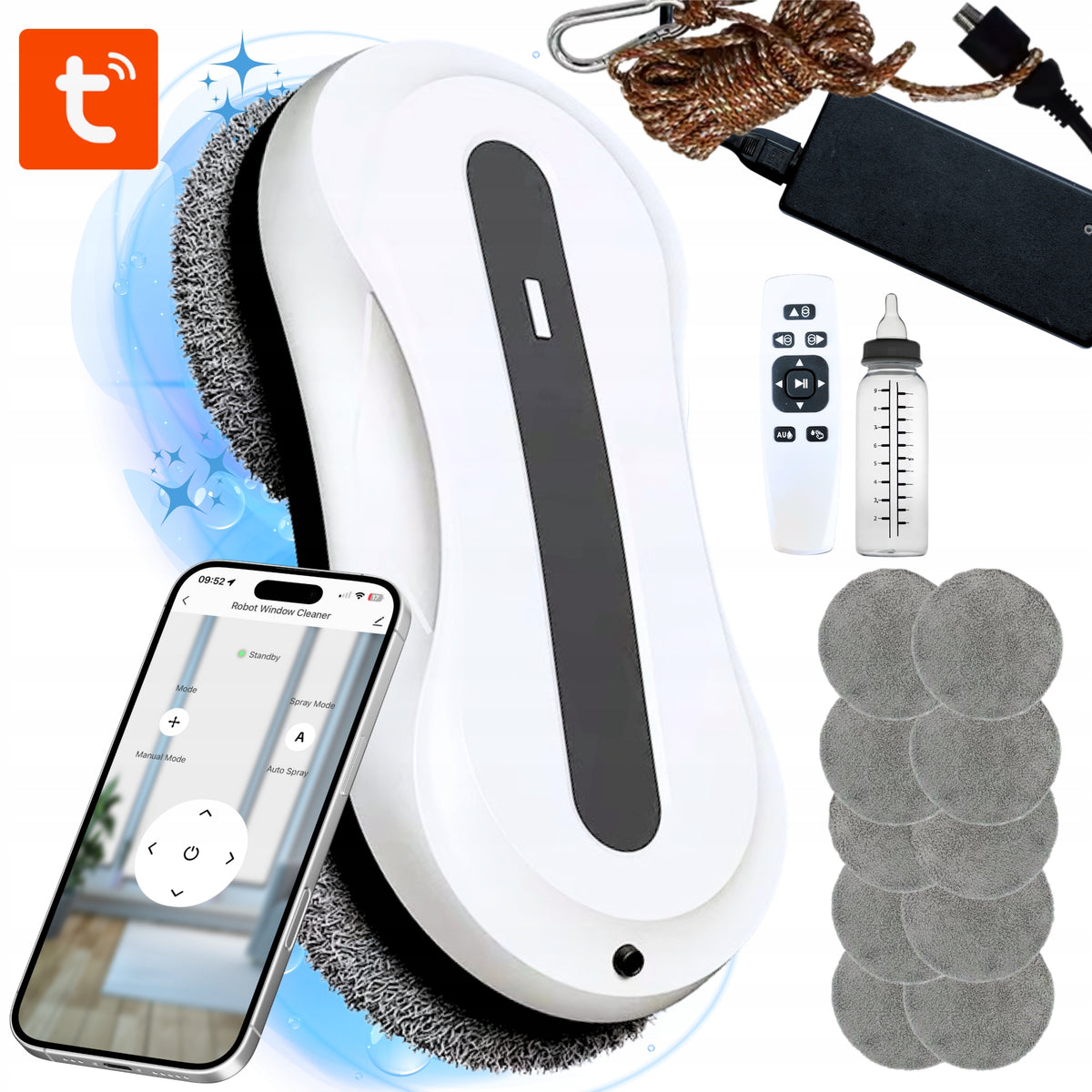 WINDOW WASHER TUYA REMOTE CONTROLLED WINDOW CLEANING MICROFIBER ROBOT TILES