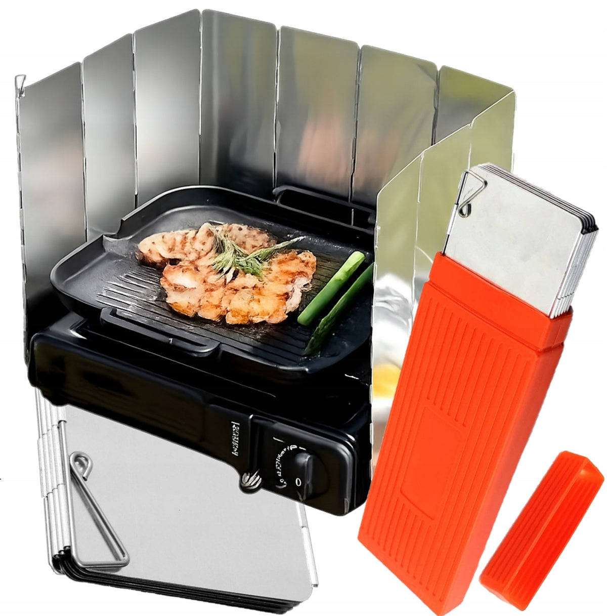 WINDSHIELD FOR BURNER COOKER FOLDING DESIGN + CASE