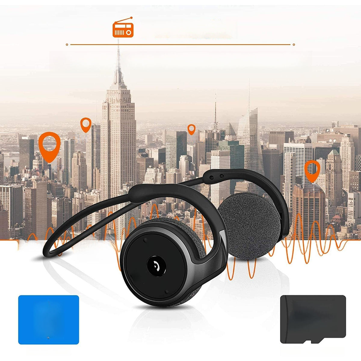 WIRELESS BLUETOOTH HEADPHONES 5.0 SPORTS ARTINABS ON-EAR CONVENIENCE 3IN1 Packaging status original