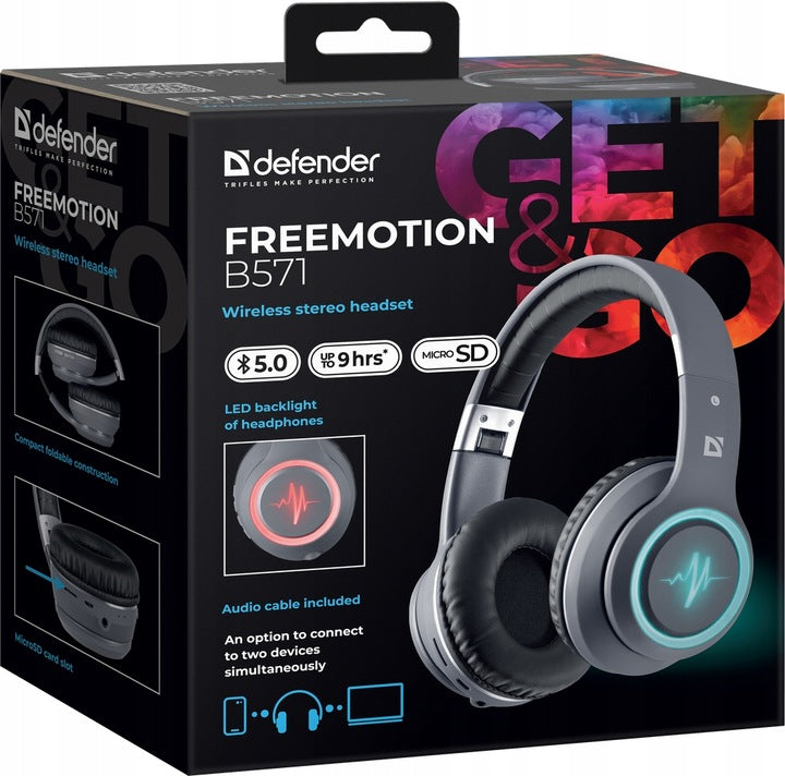 WIRELESS BLUETOOTH HEADPHONES WITH MP3 MICROPHONE BACKLIT LED BEAUTIFUL