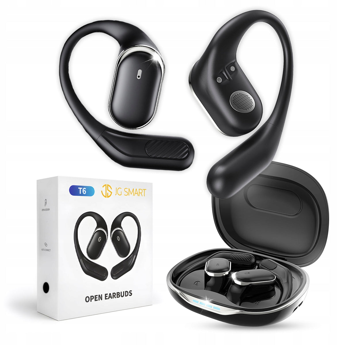 WIRELESS BLUETOOTH HEADPHONES v5.4 BEHIND-THE-EAR POWERBANK 500mAh BLACK