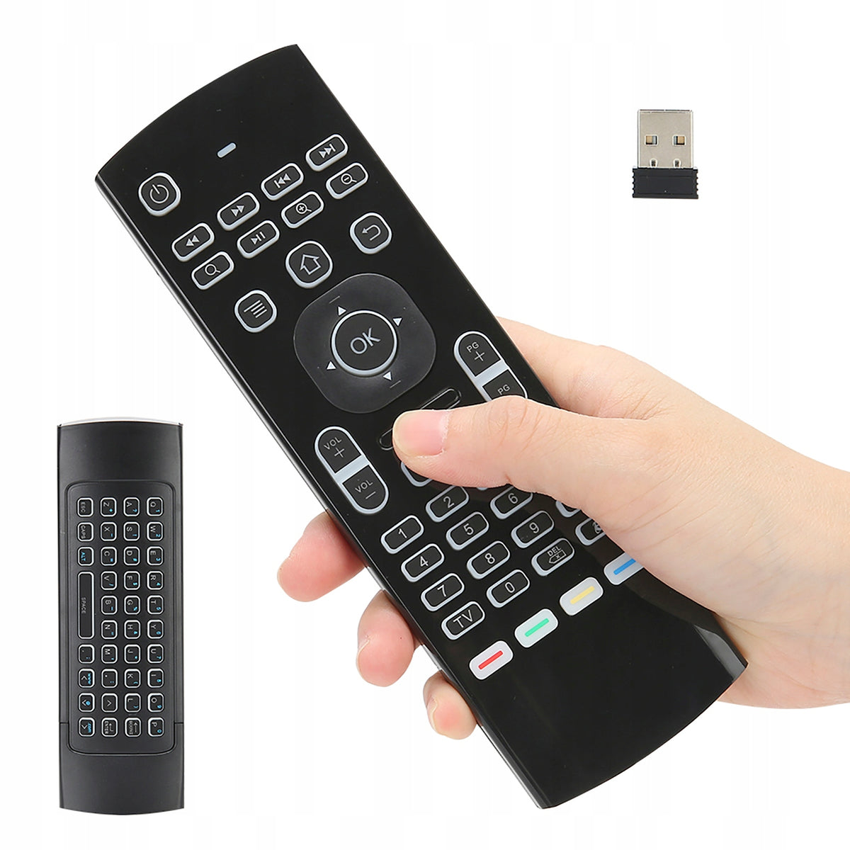 WIRELESS DOUBLE-SIDED KEYBOARD 2,4G WITH INFRARED SENSOR WITH REMOTE CONTROL