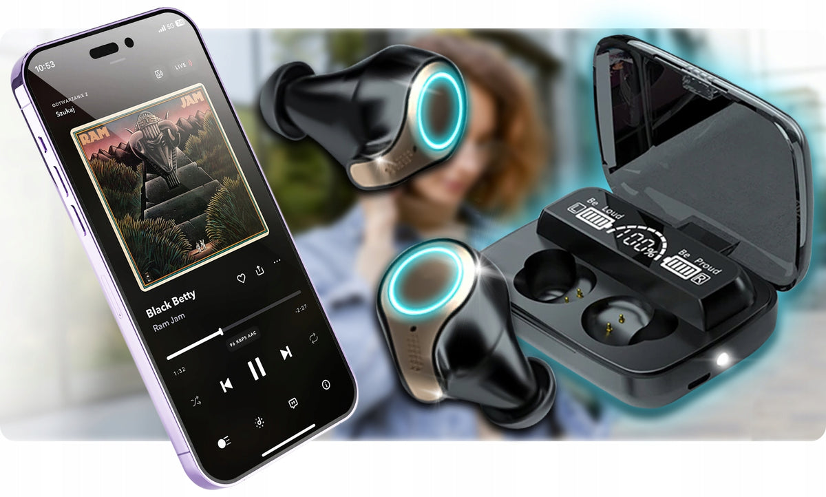 WIRELESS HEADPHONES FOR LAPTOP TRAVEL POWERBOX IN-EAR Bluetooth 5.1 Packaging status original