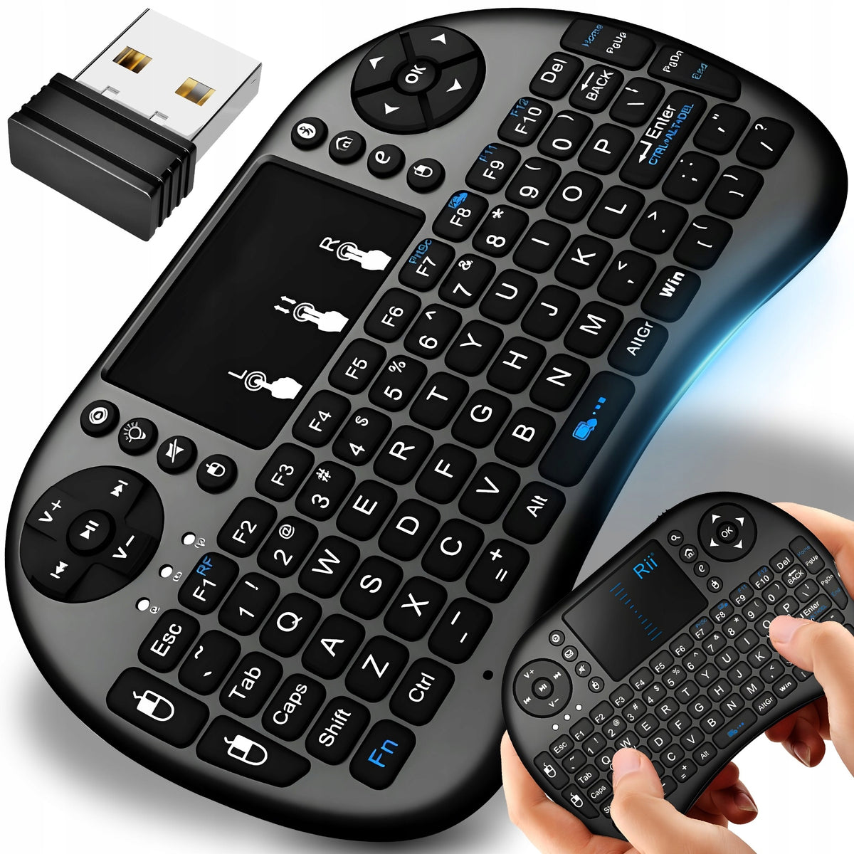WIRELESS KEYBOARD MINI LED SMART TV GLOWING TOUCHPAD BACKLIT