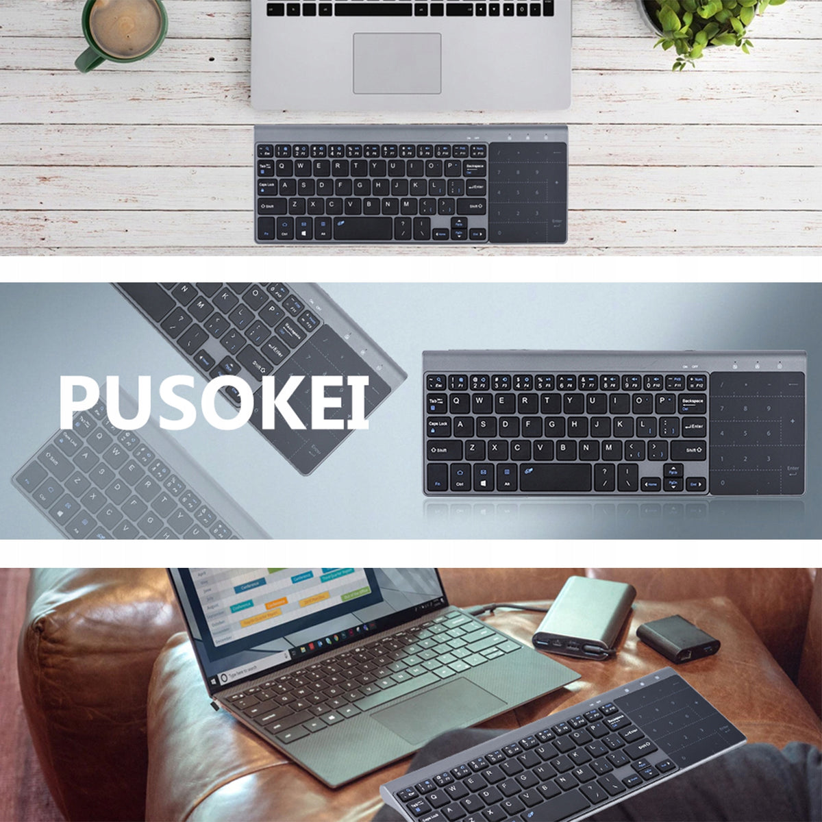 WIRELESS KEYBOARD QUIET SMART TV TOUCHPAD WIRELESS SLIM TO PC Batteries included no