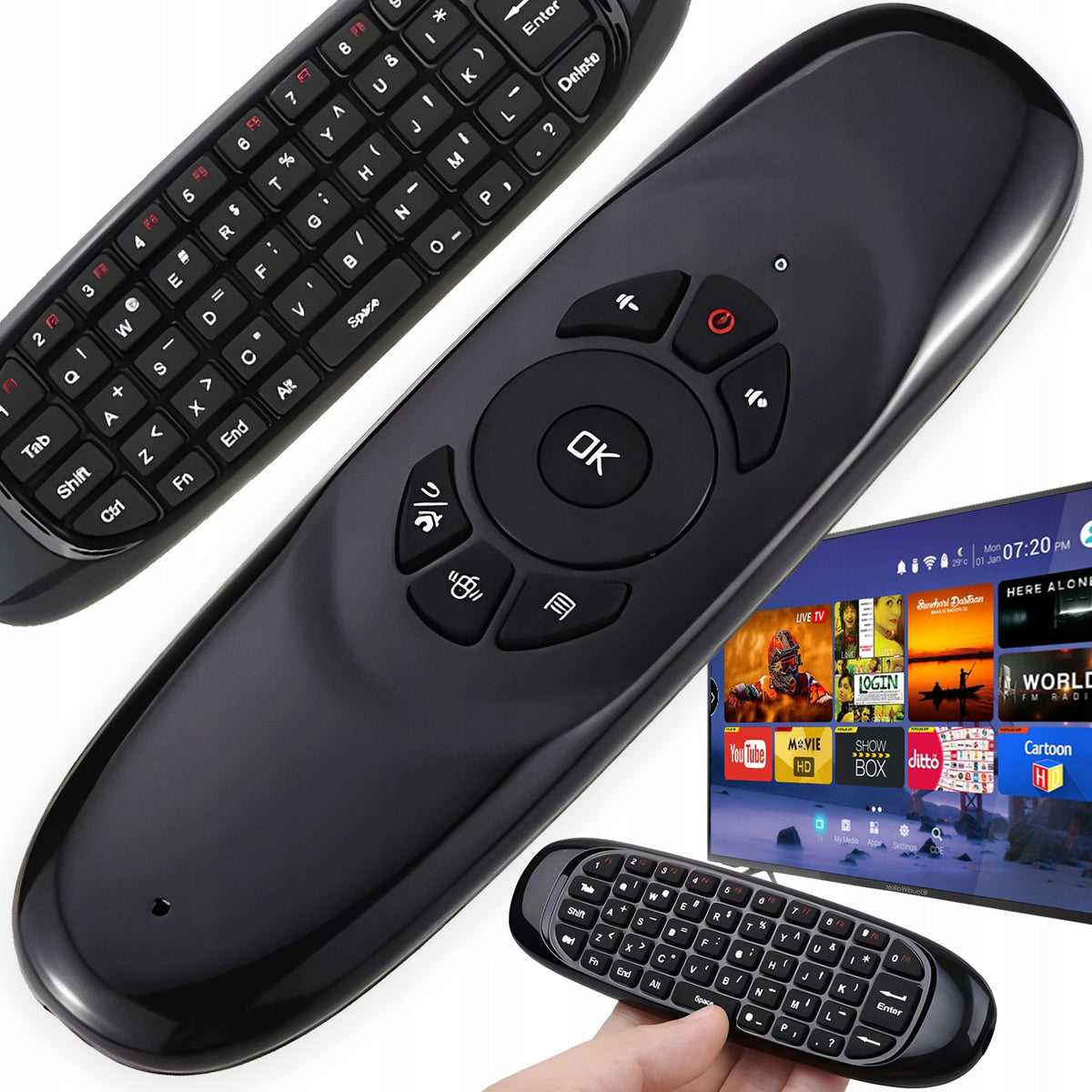 WIRELESS KEYBOARD REMOTE CONTROL 3IN1 SMART TV RF AIR MOUSE FOR MOVEMENT 10M