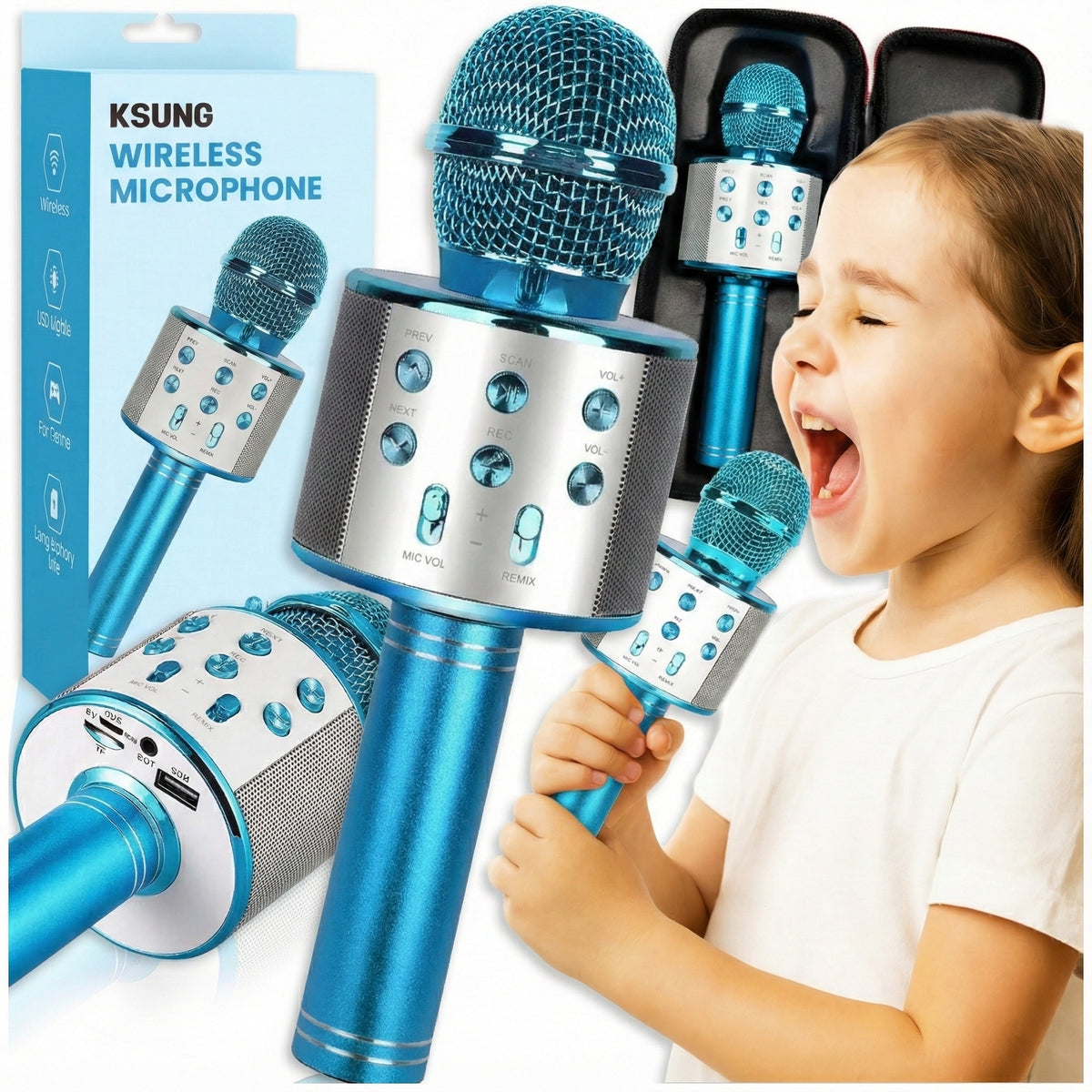 WIRELESS MICROPHONE FOR KIDS KARAOKE BLUETOOTH SPEAKER FOR USB GIFT