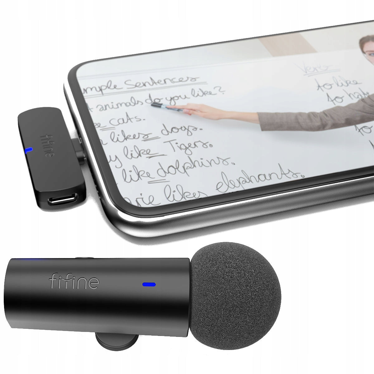 WIRELESS MICROPHONE FOR USB-C PHONES 2.4 GHz LAVALIER TIE VLOG Packaging status original