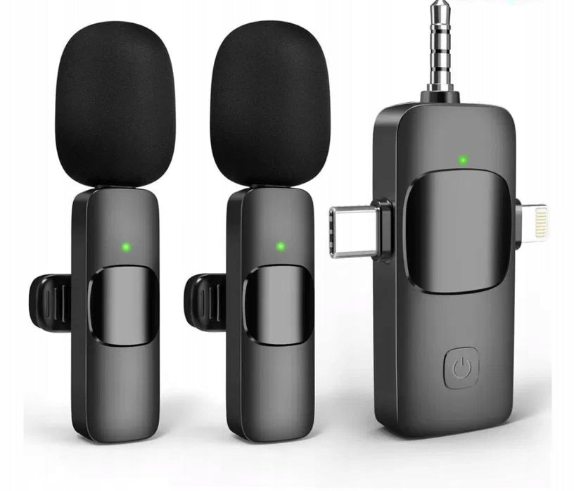 WIRELESS MICROPHONE IOS ANDROID PLUG&PLAY 3,5 MM TYPE-C LIGHTNING x2